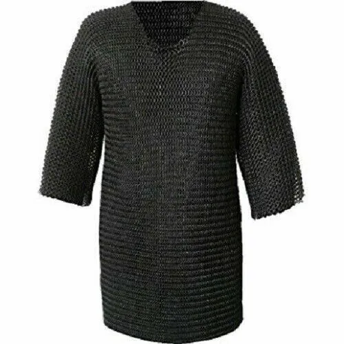Medieval Replica Blackened Butted Steel Chainmail Shirt