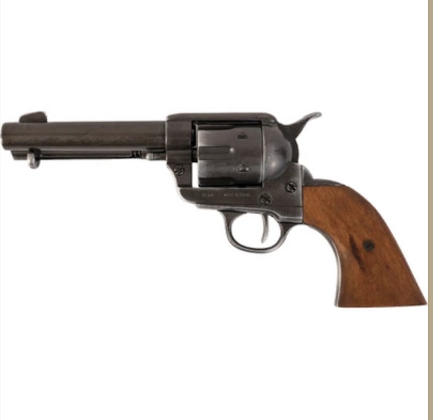 Old West Replica M1873 Distressed Blued Finish Quick Draw Revolver with Real Wood Grips, Non-Firing Gun - Image 2